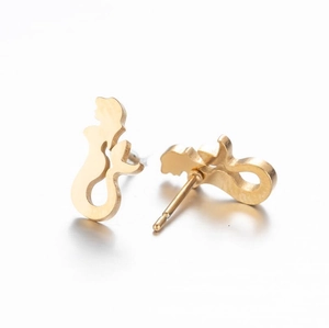 Polished golden mermaid stud earrings for women with minimalist aesthetic design