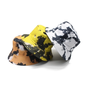 Tie-Dye Reversible Bucket Hat Cotton Canvas Double-Sided Wearable Streetwear Hip Hop Sun Protection Wide Brim Unisex