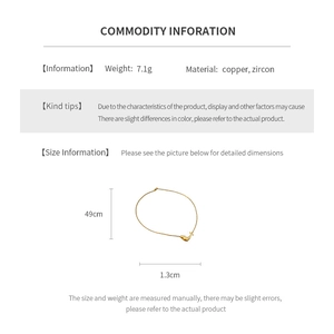 Detailed size and material specs for the zircon whale pendant necklace in copper