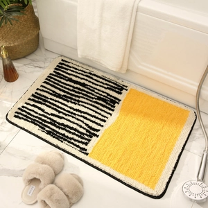 Absorbent Bath Mat Non-Slip Bathroom Rug Soft Microfiber Floor Carpet For Shower Entry Bedroom Geometric Nordic Style