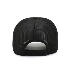 Men's black breathable mesh baseball cap for summer sun protection with adjustable back strap