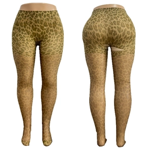 Classic leopard print leggings for plus size women featuring butt-lifting slimming fit