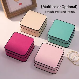 Portable square jewelry organizer boxes in four colors for travel hair accessories