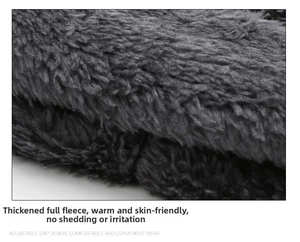Detailed macro view of the thick grey faux fur lining for winter knitted hat sets