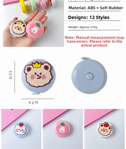 Detail view of 1.5m mini retractable soft tape measure with cute cartoon animal patterns