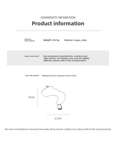 Tableau des tailles détaillé pour le long collier à pendentif ovale brossé en plaqué or