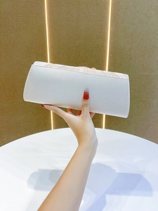 Elegant pleated evening clutch bag, chic white envelope purse for weddings, parties and banquets.