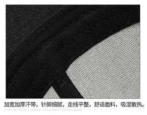 Detail of widened thick sweatband and breathable mesh lining with fine stitching
