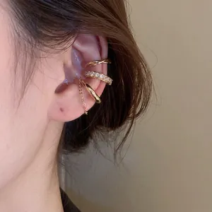 Copper Zircon Ear Cuffs Non-Piercing Clip On Earrings Geometric Multi-layer Jewelry For Women Fashion Accessory