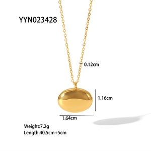 Collier avec pendentif grain d'or poli en acier inoxydable et dimensions détaillées du produit