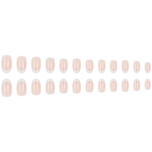 Classic white French tip almond press-on nails set with natural nude base in 24 pieces