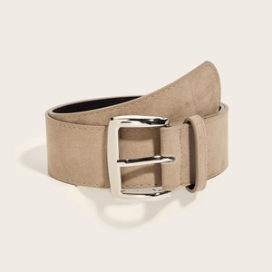 Women Wide Suede Belt Vintage Maillard Style Waistband Retro Square Silver Metal Buckle Solid Color Waist Belt For Dresses