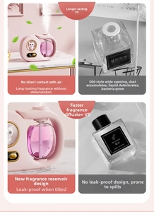 Detailed comparison showing leak-proof pink cat aroma diffuser vs traditional reed sticks