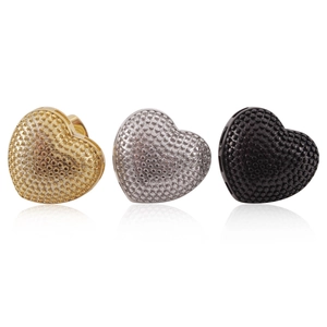 Heart Stud Earrings With Zircon Granulated Texture Copper Plated And 925 Sterling Silver Earring Post Fashion Jewelry