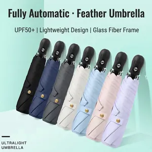Lightweight automatic folding umbrellas with UPF50 plus protection in seven pastel colors