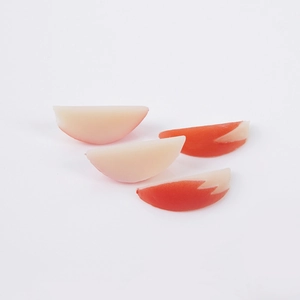 Miniature 2cm artificial apple slices set of four in realistic red and white gradient