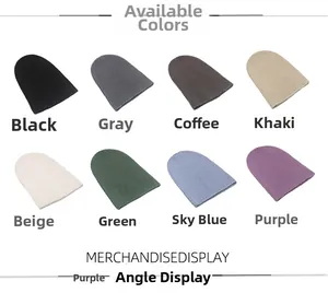 Detailed view of eight solid colors of ribbed knit beanies for men and women