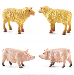 Miniature farm animal models featuring detailed sheep and pigs for educational sand table