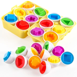 Educational egg matching toy set with various shapes and colors for toddler learning