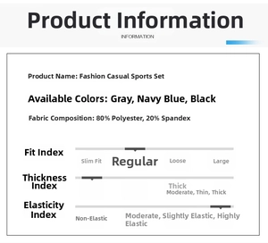 Detailed fabric chart showing high elasticity and thin material of the men's polo set