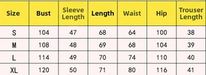 Guida alle taglie con misure di busto e vita per il set in maglia a righe