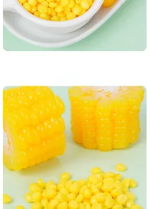 Macro view of realistic miniature corn kernels and cob segments for DIY craft projects