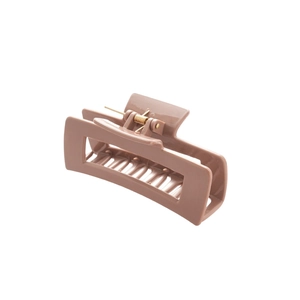 Minimalist matte bean paste brown square hollow hair claw clip for women's hairstyling