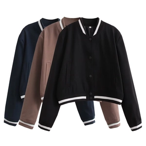 Giacca da baseball casual da donna in blu navy, caffè e colori neri