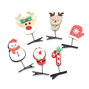 Lot de 6 barrettes de Noël à paillettes avec motifs renne bonhomme de neige