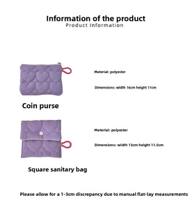 Detailed size and material information for quilted polyester sanitary storage bags