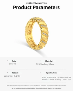 Detail view of 925 sterling silver twisted cable ring with 5A cubic zirconia stones