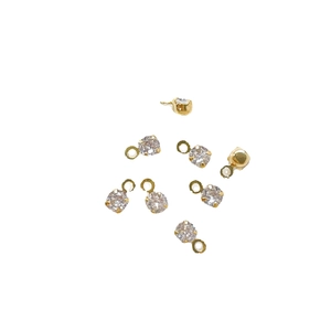 Gold plated cubic zirconia bezel pendants and metal connectors for DIY jewelry making