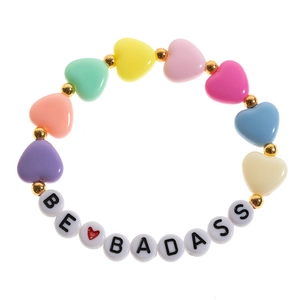 Colorful Acrylic Heart Beaded Bracelet Letter Sister Love Friendship Jewelry Gift For Girls Women