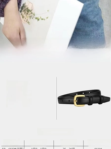Size chart for women's 1.8cm PU leather thin belt with gold alloy buckle and dimensions