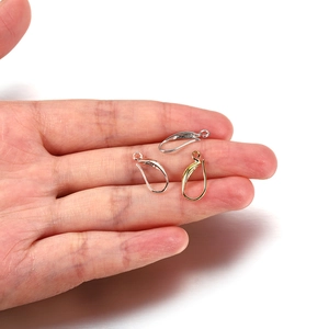 Three DIY copper water drop earring hooks in silver, gold, and rose gold finishes