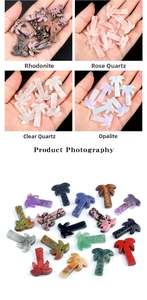 Detailed collection of assorted gemstone coconut tree pendants in natural quartz and opal