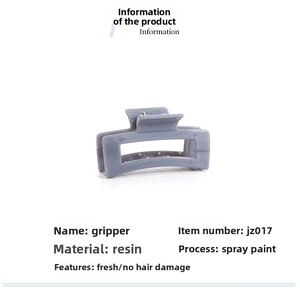 Close-up of Morandi grey rectangular hollow hair claw clip with smooth matte finish