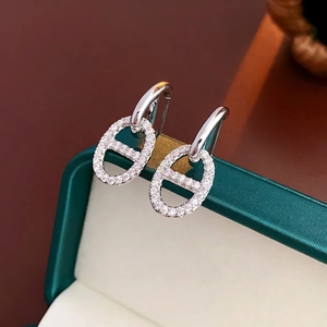 Boucles d'oreilles en argent S925 serties de zircons micro-pavés au style luxueux