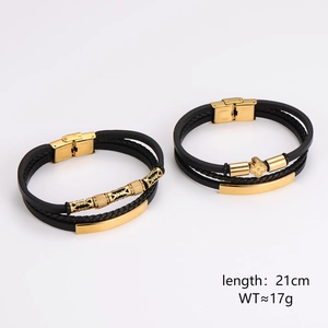Men Multilayer Braided Leather Bracelet With 304 Stainless Steel Magnetic Clasp Retro Fashion Woven Wristband Accessory