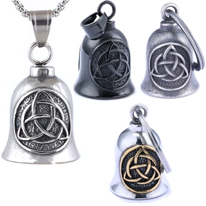 Celtic Knot Guardian Bell Pendant Necklace Stainless Steel Motorcycle Biker Luck Charm Viking Jewelry For Men