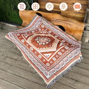 Bohemian Cotton Woven Throw Blanket Geometric Pattern With Tassels For Sofa Bed Camping Home Decor Ethnic Tribal Style