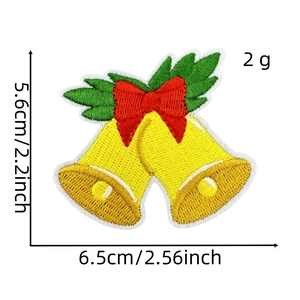 Detailed Christmas bell patch with dimensions 5.6x6.5cm and 2g weight for DIY decoration