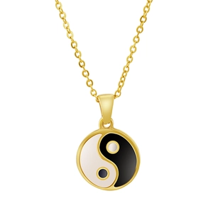Vintage Yin Yang Tai Chi pendant necklace in gold stainless steel for men and women