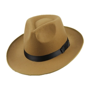Vintage Fedora Hat Felt Wide Brim Classic Jazz Cap With Ribbon Band For Men And Women British Style Retro Elegant