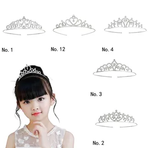 Kids Rhinestone Crown Tiara Heart Shaped Sparkling Alloy Crystal Headband Princess Hair Accessories For Birthday Party