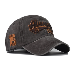 Vintage washed charcoal cotton baseball cap with orange 3D Always 75 embroidery