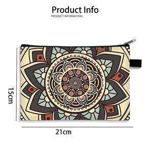 Mandala pattern multipurpose makeup bag with zipper closure, size 21cm x 15cm