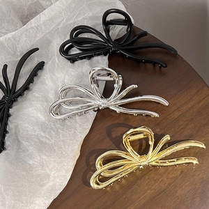 Elegant Alloy Bowknot Hair Claw Clip Retro Metal Shark Clip For Women Girls Thick Hair Styling Accessory