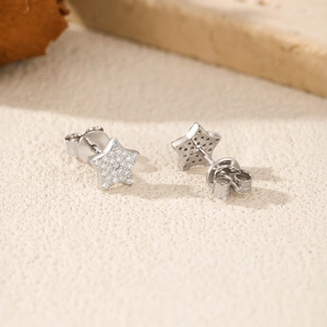 Eleganti orecchini a stella in argento S925 con pietre di moissanite VVS1 lucenti