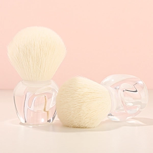 Elegant transparent acrylic handle shaving brush with soft synthetic bristles for grooming